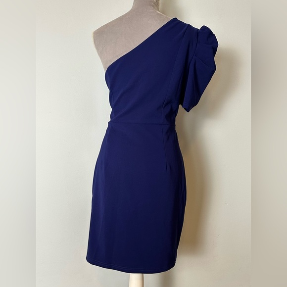 NWT Lulu's blue stay gorgeous one shoulder unique mini dress size XL - Picture 2 of 13